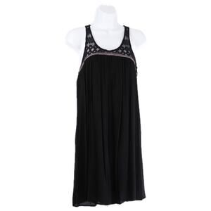 Almost Famous Boho Black Rayon Swing Dress Small